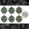 Verdigris Finished Brass Round Lily Charms - Set of Six - V-C14